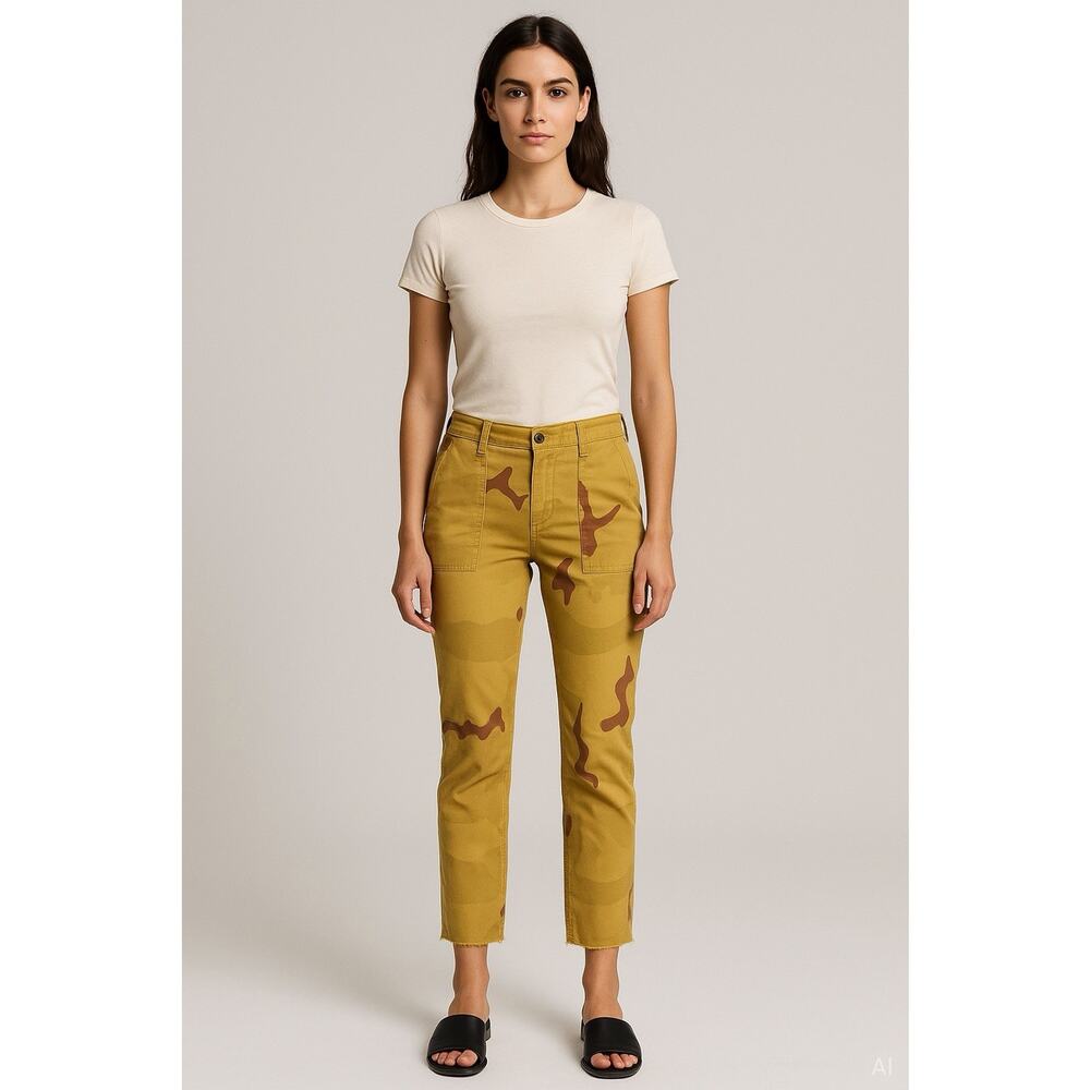 Nili Lotan Rare Mustard Camo Utility Pants Military Inspired US 30 Sz 8-10 USA